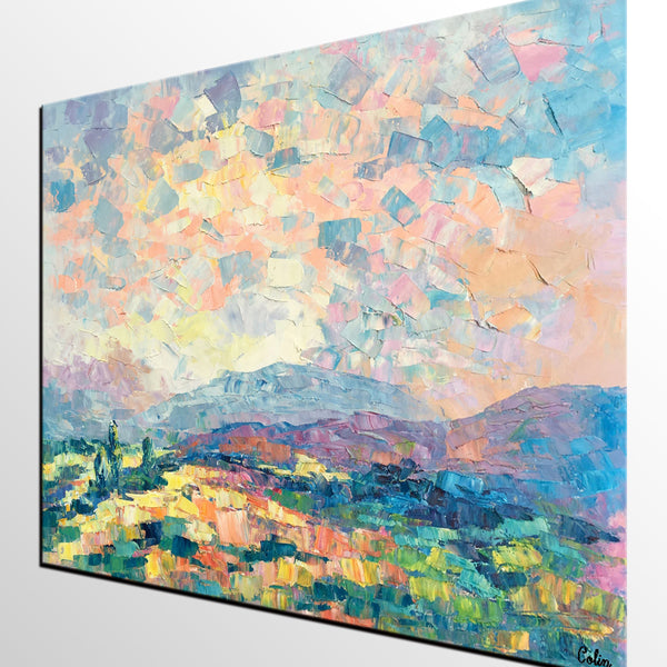 Custom Landscape Oil Painting, Original Artwork, Spring Mountain Painting, Canvas Painting-artworkcanvas