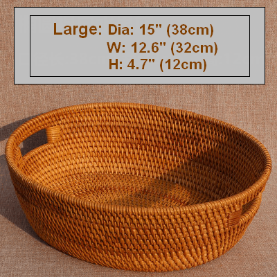 Small Round Storage Basket, Woven Rattan Basket, Fruit Basket for Kitchen, Storage Basket for Dining Room-artworkcanvas