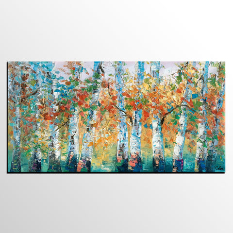 Forest Tree Painting, Custom Extra Large Painting, Original Painting, Oil Painting for Dining Room-artworkcanvas