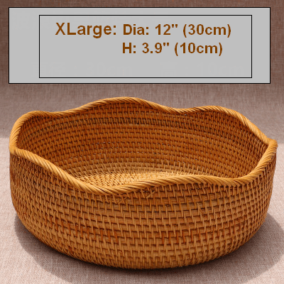 Small Round Storage Basket, Woven Rattan Basket, Fruit Basket for Kitchen, Storage Basket for Dining Room-artworkcanvas