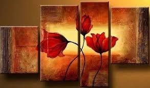 Abstract Art Set, Living Room Wall Art, Extra Large Painting, 4 Piece Abstract Painting, Flower Art, Contemporary Artwork-artworkcanvas
