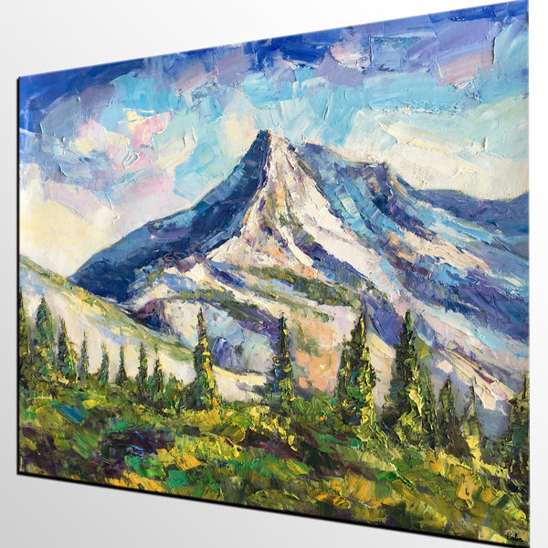 Abstract Art, Abstract Mountain Lake Landscape Painting, Oil Painting, Abstract Painting, Heavy Texture Art-artworkcanvas