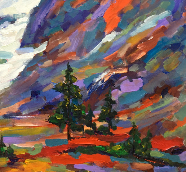 Canvas Art, Abstract Autumn Art, Autumn Mountain Landscape Painting, Rustic Oil Painting-artworkcanvas