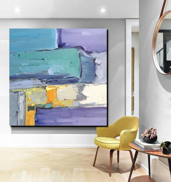 Canvas Painting for Living Room, Simple Modern Paintings, Blue Abstract Modern Paintings, Acrylic Painting on Canvas, Hand Painted Canvas Art-artworkcanvas