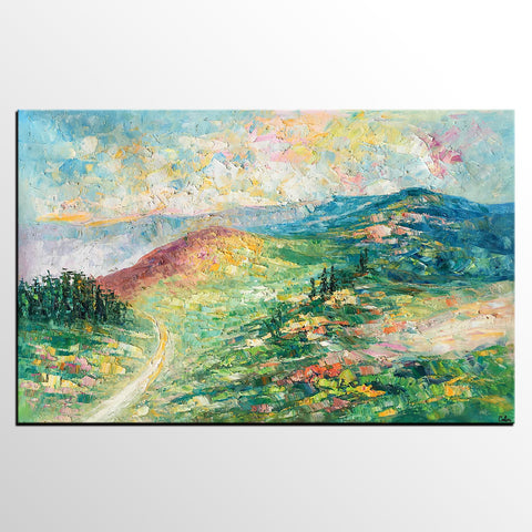 Autumn Mountian Painting, Landscape Art, Canvas Wall Art, Abstract Art Painting for Bedroom, Custom Painting-artworkcanvas