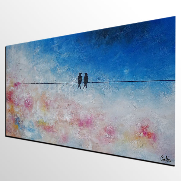 Bird Painting, Love Birds Painting, Simple Modern Art, Buy Paintings Online, Acrylic Abstract Painting, Wall Art Paintings, Wedding Gift C-artworkcanvas