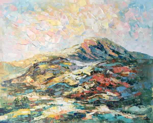 Mountain Landscape Art, Abstract Art Painting, Canvas Wall Art, Palette Knife Painting-artworkcanvas