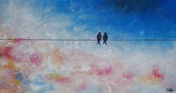 Bird Painting, Love Birds Painting, Simple Modern Art, Buy Paintings Online, Acrylic Abstract Painting, Wall Art Paintings, Wedding Gift C-artworkcanvas