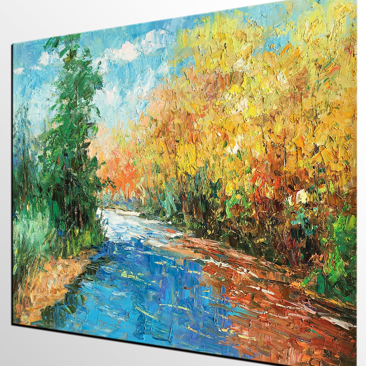 Canvas Art Painting, Autumn Tree Landscape Painting, Large Wall Art, O –  artworkcanvas