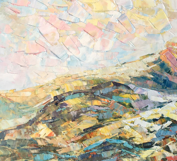 Mountain Landscape Art, Abstract Art Painting, Canvas Wall Art, Palette Knife Painting-artworkcanvas