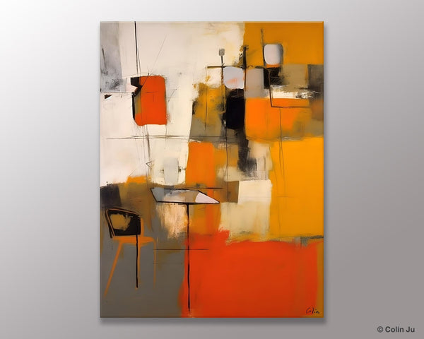 Modern Paintings Behind Sofa, Acrylic Paintings on Canvas, Abstract Painting for Living Room, Original Contemporary Canvas Wall Art-artworkcanvas