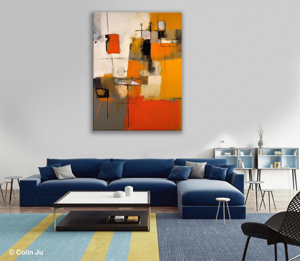 Modern Paintings Behind Sofa, Acrylic Paintings on Canvas, Abstract Painting for Living Room, Original Contemporary Canvas Wall Art-artworkcanvas