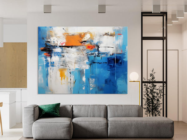 Abstract Paintings Behind Sofa, Acrylic Paintings for Bedroom, Hand Painted Canvas Art, Original Canvas Wall Art, Buy Paintings Online-artworkcanvas