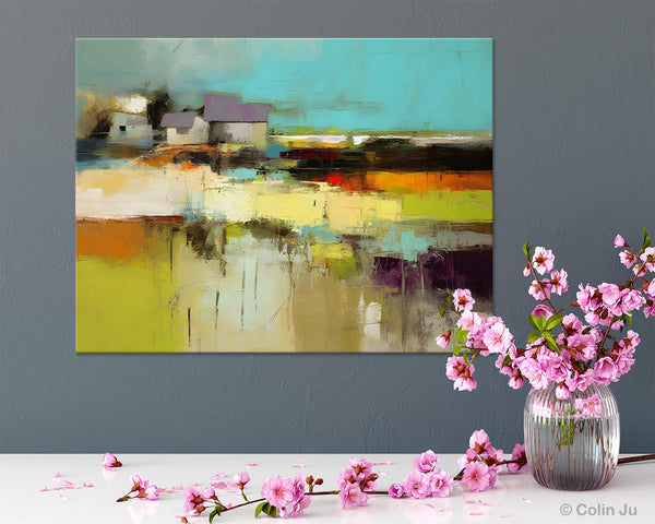 Simple Abstract Art, Landscape Canvas Painting, Bedroom Wall Art Paintings, Acrylic Painting on Canvas, Large Original Canvas Painting-artworkcanvas