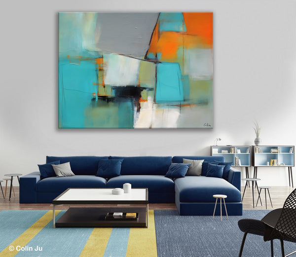 Dining Room Canvas Painting, Original Modern Acrylic Paintings, Contemporary Abstract Artwork, Large Canvas Painting for Office-artworkcanvas