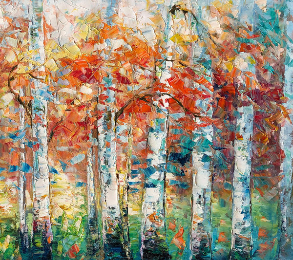 Autumn Tree Painting, Abstract Art, Landscape Painting, Oil Painting, Abstract Painting, Large Art, Canvas Art, Wall Art, Canvas Painting-artworkcanvas