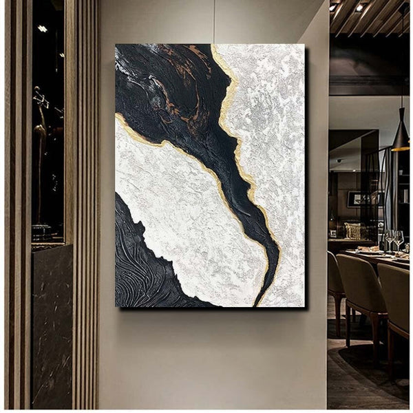 Black Modern Painting, Living Room Wall Art Ideas, Acrylic Canvas Paintings, Simple Wall Art Ideas, Contemporary Painting-artworkcanvas