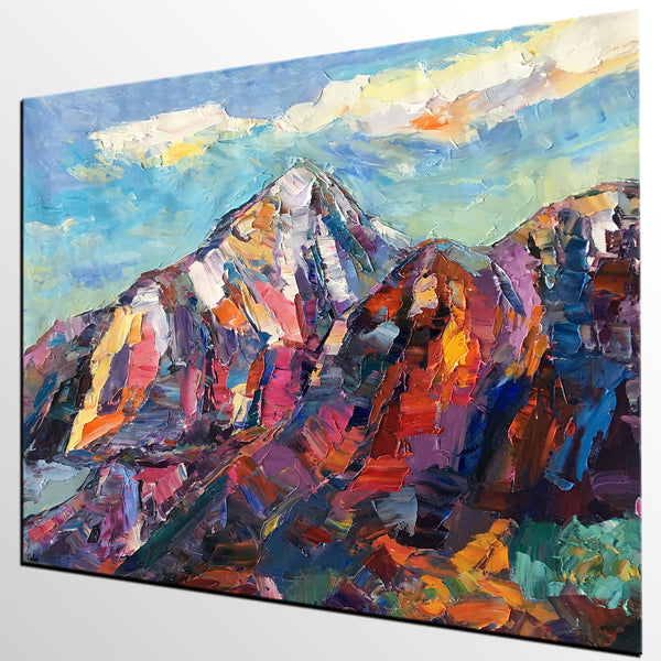 Abstract Mountain Painting, Landscape Wall Art Paintings, Custom Original Landscape Painting, Mountain Landscape Painting-artworkcanvas