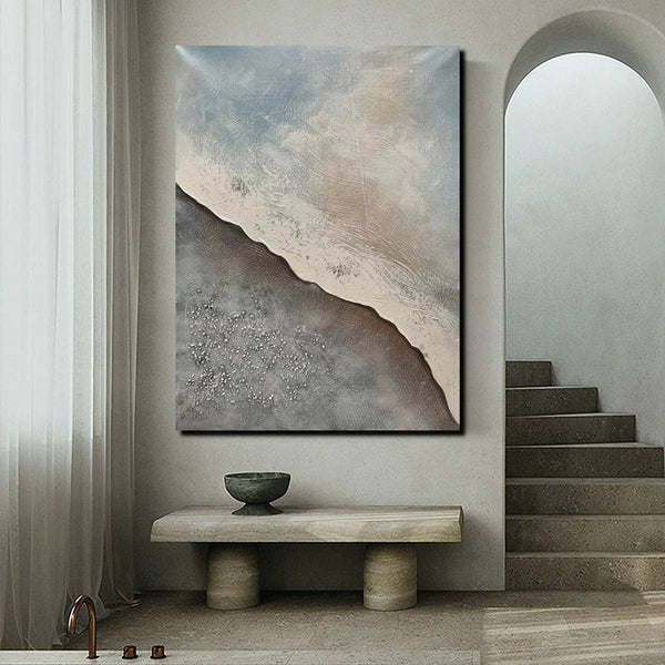 Bedroom Wall Art Ideas, Abstract Seashore Painting, Acrylic Canvas Paintings for Living Room, Simple Wall Art Ideas, Contemporary Paintings-artworkcanvas
