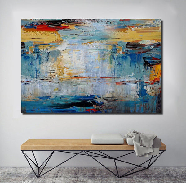 Acrylic Paintings for Living Room, Large Simple Modern Art, Blue Abstract Acrylic Painting, Contemporary Wall Art Paintings-artworkcanvas