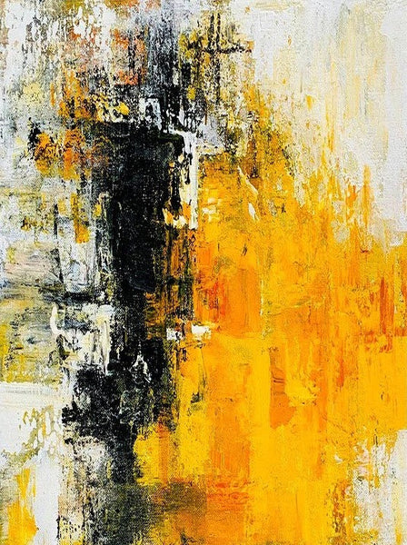 Canvas Painting for Living Room, Simple Modern Art, Yellow Modern Wall Art Painting, Huge Contemporary Abstract Artwork for Bedroom-artworkcanvas