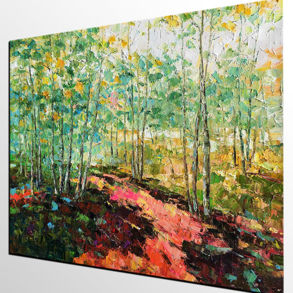 Original Wall Art, Spring Tree Landscape Painting, Rustic Painting, Hand Painted Art Painting-artworkcanvas