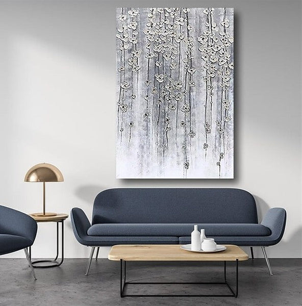 Abstract Flower Painting, Flower Acrylic Painting, Canvas Painting Flower, Paintings for Bedroom, Simple Modern Acrylic Paintings-artworkcanvas