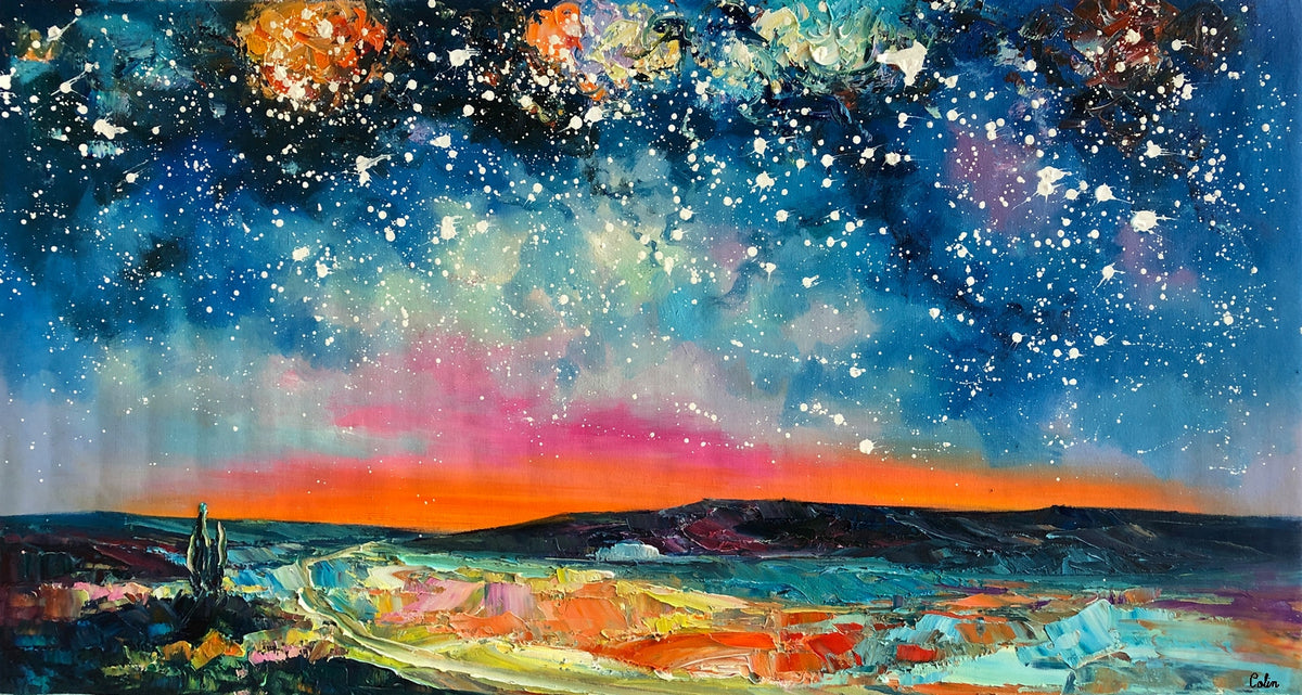 Landscape Oil Paintings, Sail Boat under Starry Night Sky Painting, La –  artworkcanvas