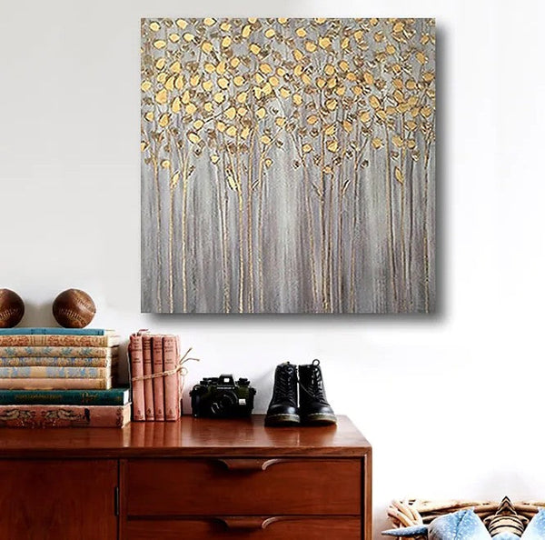 Birch Tree Paintings, Easy Painting Ideas for Bedroom, Acrylic Painting on Canvas, Large Acrylic Canvas Paintings, Huge Painting for Sale-artworkcanvas