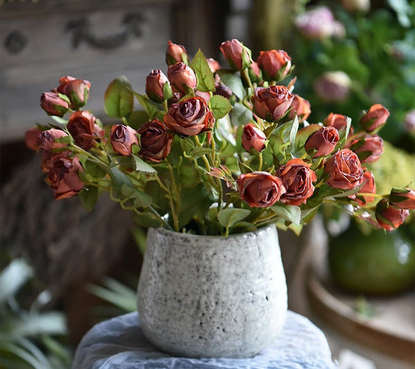 Artificial Floral for Bedroom, 12 Branches of Rose Flowers, Botany Plants, Rose Flower in Vase, Simple Flower Arrangement Ideas for Home Decoration-artworkcanvas