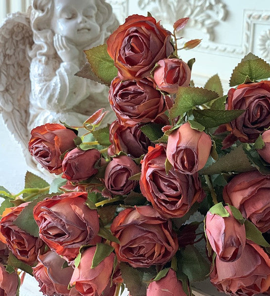 Artificial Floral for Bedroom, 12 Branches of Rose Flowers, Botany Plants, Rose Flower in Vase, Simple Flower Arrangement Ideas for Home Decoration-artworkcanvas