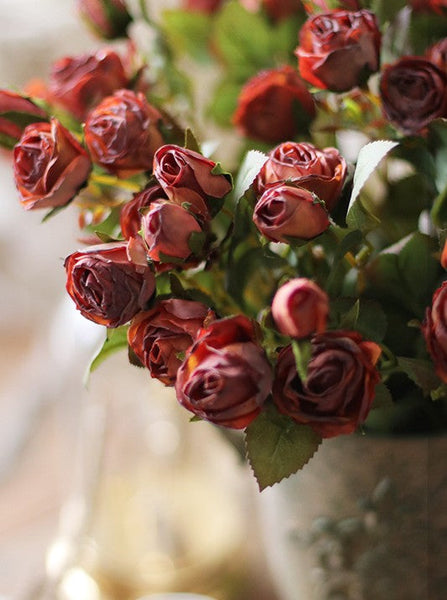 Artificial Floral for Bedroom, 12 Branches of Rose Flowers, Botany Plants, Rose Flower in Vase, Simple Flower Arrangement Ideas for Home Decoration-artworkcanvas