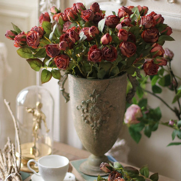 Artificial Floral for Bedroom, 12 Branches of Rose Flowers, Botany Plants, Rose Flower in Vase, Simple Flower Arrangement Ideas for Home Decoration-artworkcanvas