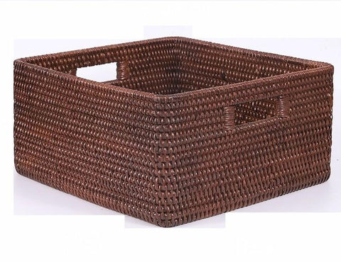 Storage Baskets for Clothes, Rectangular Storage Baskets, Large Brown Woven Storage Baskets, Storage Baskets for Shelves-artworkcanvas