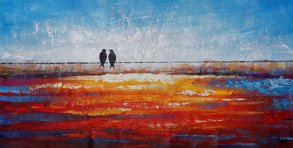 Simple Modern Art, Love Birds Painting, Abstract Acrylic Painting
