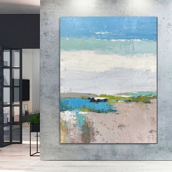 Acrylic Paintings on Canvas, Simple Modern Art, Large Paintings Behind Sofa, Acrylic Painting for Bedroom, Blue Modern Paintings, Buy Paintings Online-artworkcanvas