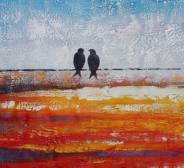 Simple Modern Art, Love Birds Painting, Abstract Acrylic Painting, Canvas Painting for Living Room, Original Acrylic Painting, C-artworkcanvas