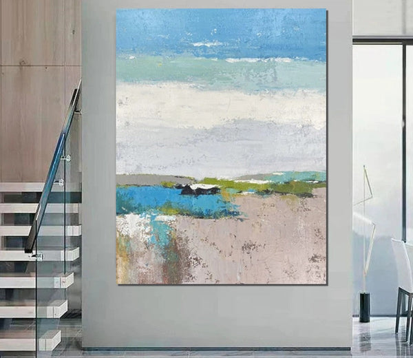 Acrylic Paintings on Canvas, Simple Modern Art, Large Paintings Behind Sofa, Acrylic Painting for Bedroom, Blue Modern Paintings, Buy Paintings Online-artworkcanvas