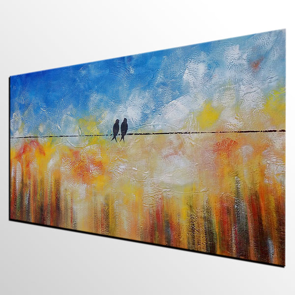 Bedroom Wall Art, Love Abstract Painting, Original Art Painting, Love Birds Painting, Kitchen Canvas Painting-artworkcanvas