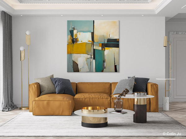 Abstract Painting for Bedroom, Original Modern Wall Art Paintings, Geometric Modern Acrylic Paintings, Oversized Contemporary Canvas Art-artworkcanvas