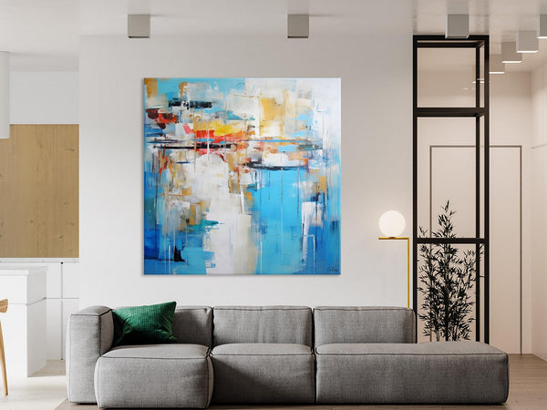Blue Abstract Painting for Bedroom, Original Modern Wall Paintings, Contemporary Canvas Art, Modern Acrylic Artwork, Buy Paintings Online-artworkcanvas