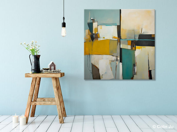 Abstract Painting for Bedroom, Original Modern Wall Art Paintings, Geometric Modern Acrylic Paintings, Oversized Contemporary Canvas Art-artworkcanvas