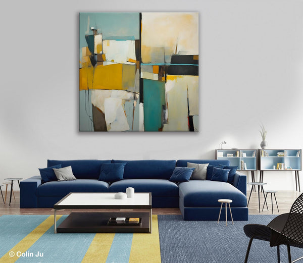 Abstract Painting for Bedroom, Original Modern Wall Art Paintings, Geometric Modern Acrylic Paintings, Oversized Contemporary Canvas Art-artworkcanvas