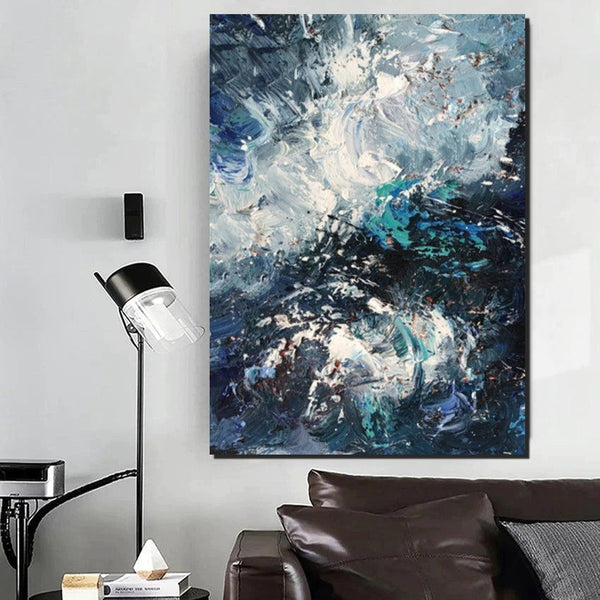Large Heavy Texture Acrylic Paintings, Simple Modern Art Ideas for Bedroom, Modern Paintings for Living Room, Blue Modern Wall Art Ideas-artworkcanvas
