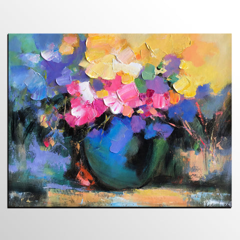 Abstract Art Painting, Flower Still Life Painting, Original Flower Painting, Acrylic Flower Paintings, Flower Canvas Painting-artworkcanvas