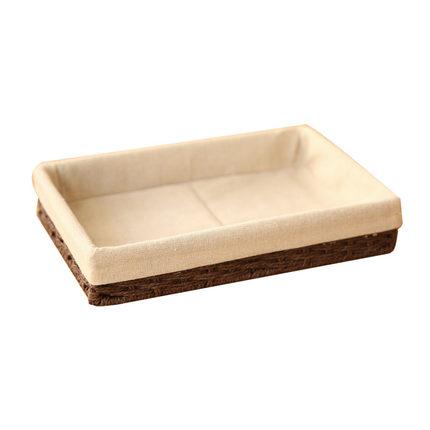 Woven Straw Storage Basket with Linen Lining, Storage Basket for Food, Rectangle Storage Basket for Kitchen-artworkcanvas