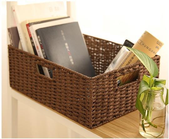 Woven Straw basket, Storage Basket, Rectangle Basket, Picnic Basket-artworkcanvas