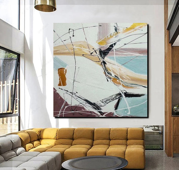 Simple Acrylic Paintings, Bedroom Modern Wall Art, Modern Contemporary Art, Large Painting Behind Sofa, Acrylic Canvas Painting-artworkcanvas