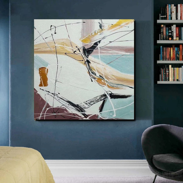 Simple Acrylic Paintings, Bedroom Modern Wall Art, Modern Contemporary Art, Large Painting Behind Sofa, Acrylic Canvas Painting-artworkcanvas