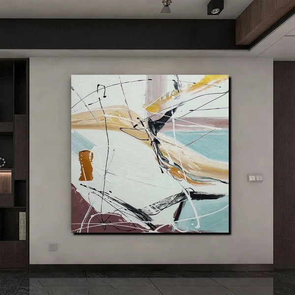 Simple Acrylic Paintings, Bedroom Modern Wall Art, Modern Contemporary Art, Large Painting Behind Sofa, Acrylic Canvas Painting-artworkcanvas